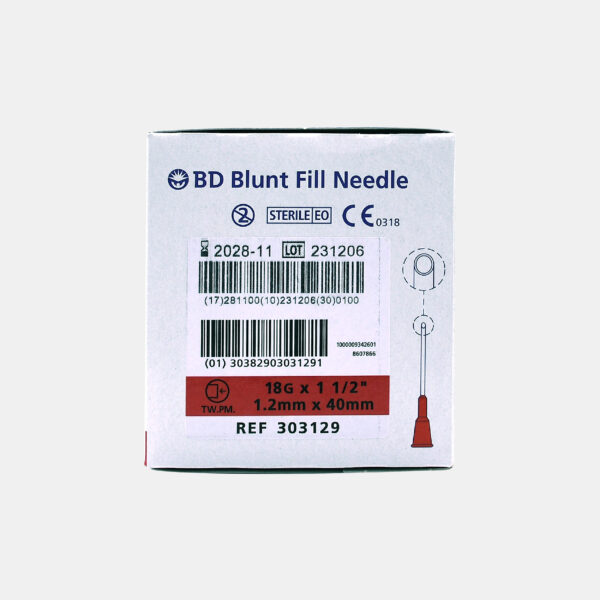BD Blunt Fill Safety Draw-up Needle, 18 G red, 40 mm 1½” 45 degree (Pack of 100)