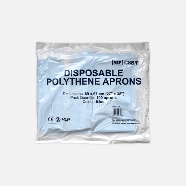 Disposable Polythene Aprons - Pack Of 100 - 10MU - Blue