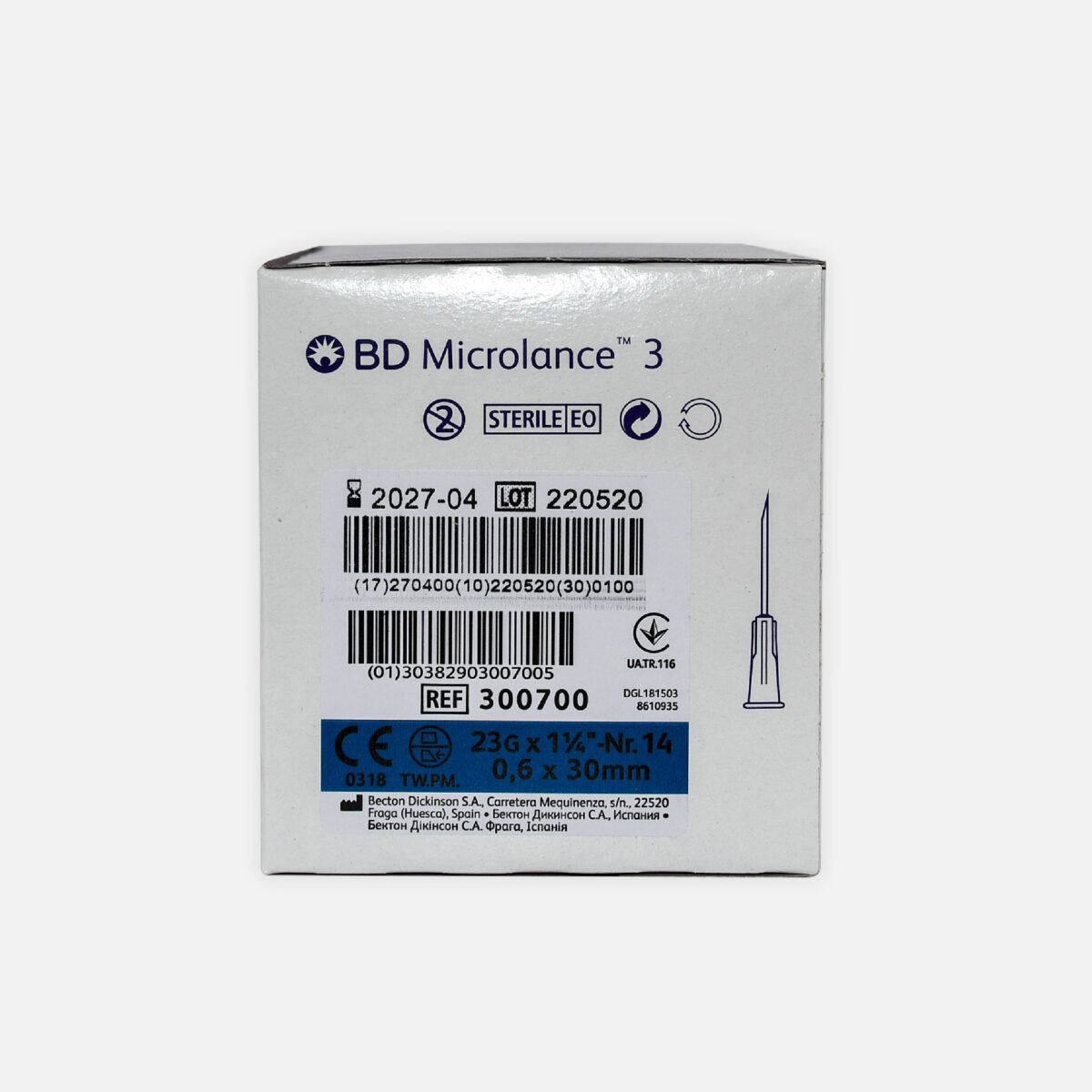 BD Microlance 3 Needles Blue 23G x 30mm (Box of 100)