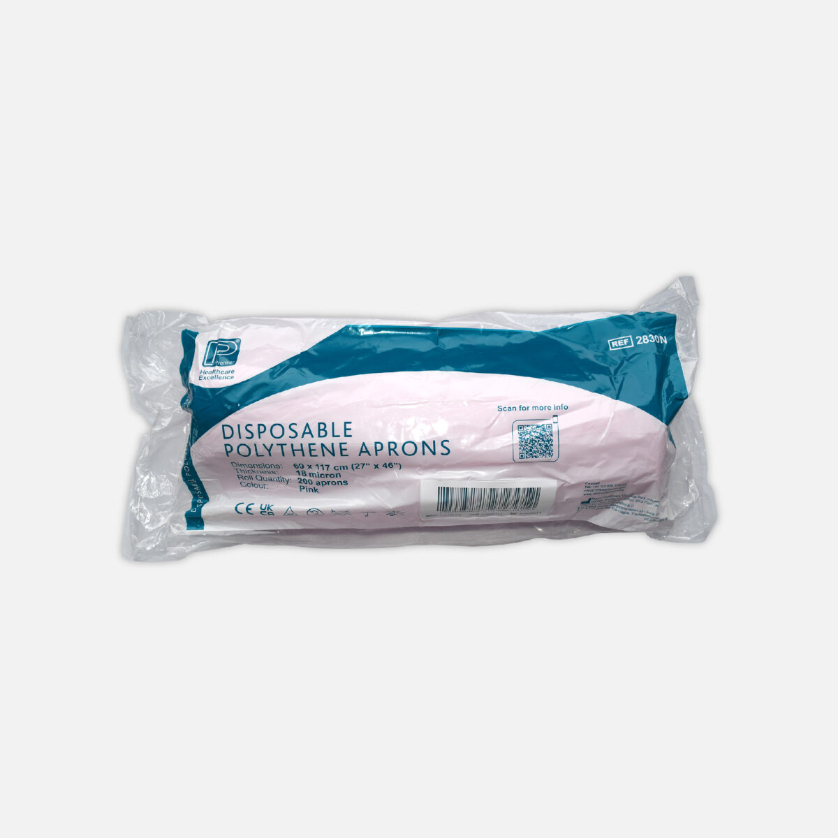 Premier Disposable Plastic Aprons Roll - Pink x 200